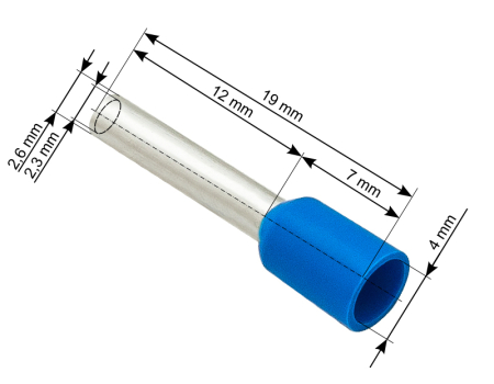Tulejka zakończenie kabla 2,5mm/12mm 100szt