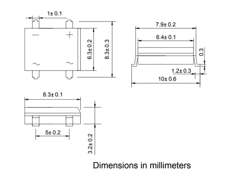 Mostek prostowniczy DF08S smd 5szt