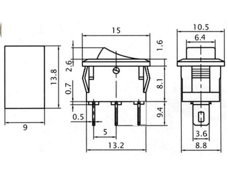 Przełącznik koł. ON/ON SMRS102-1C3b mini 2szt