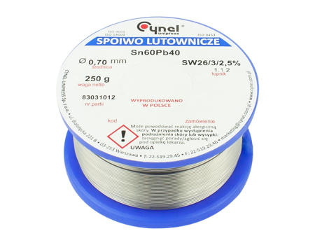 Cyna 0,7mm 250g Sn60Pb40 SW26 3/2,5%
